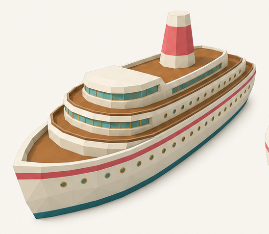 Low-poly cruise ship